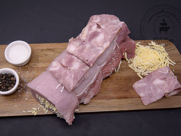 Lombo de porco recheado com bacon e queijo