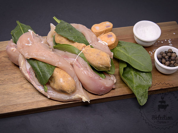 Peito de frango recheado com espinafre e alheira